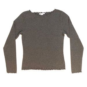 Gap stretch grey wide neck long sleeve shirt